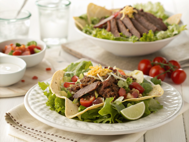 Protein beef taco salad