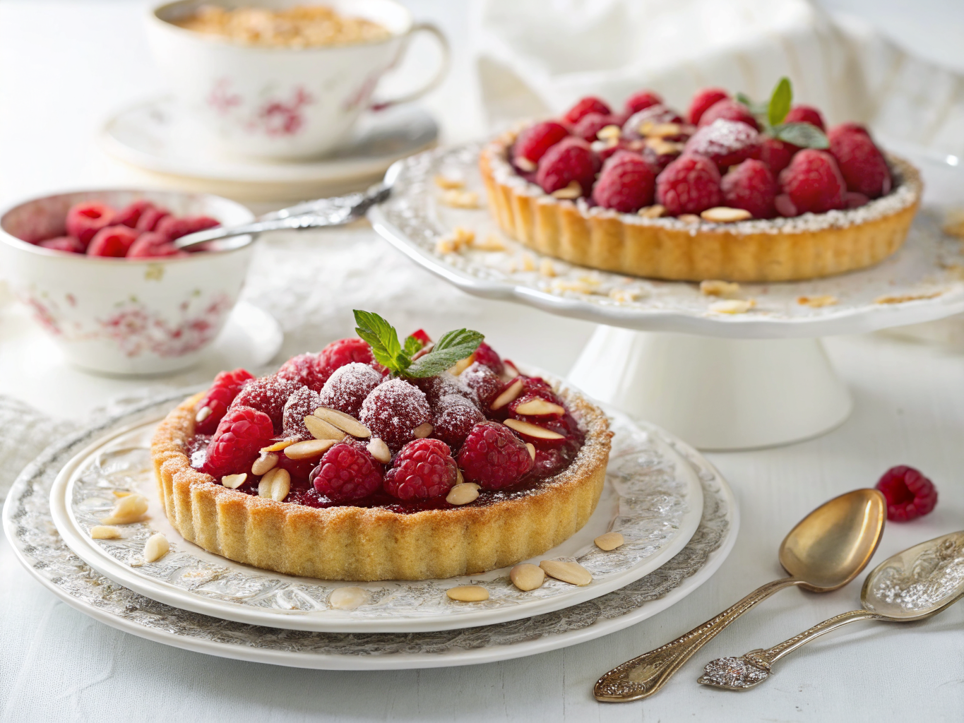 Raspberry almond tart