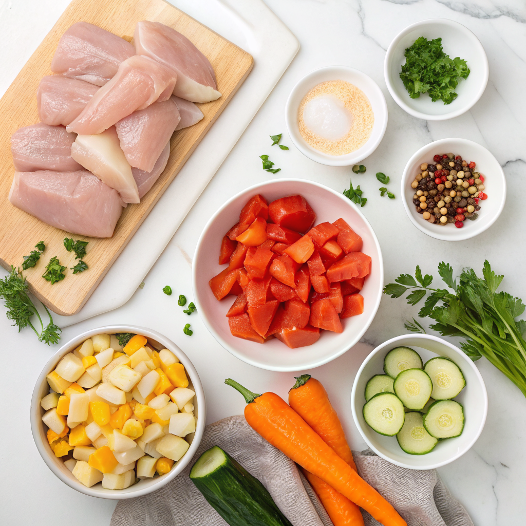 Sibo chicken and vegetable stew ingredients