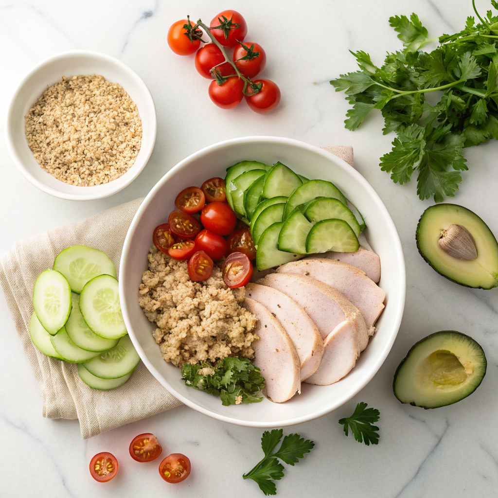 Sibo turkey and quinoa bowl ingredients