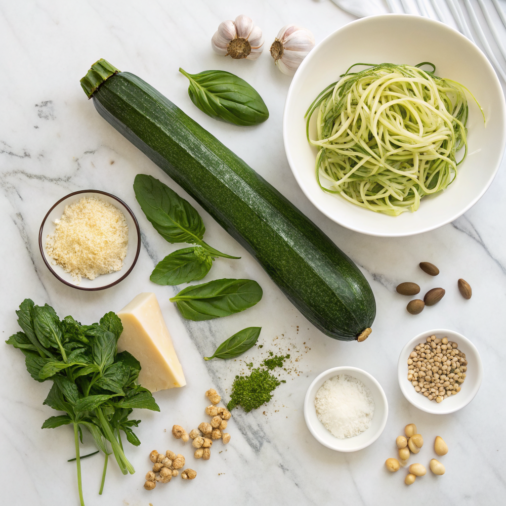 Sibo zucchini noodles with pesto ingredients