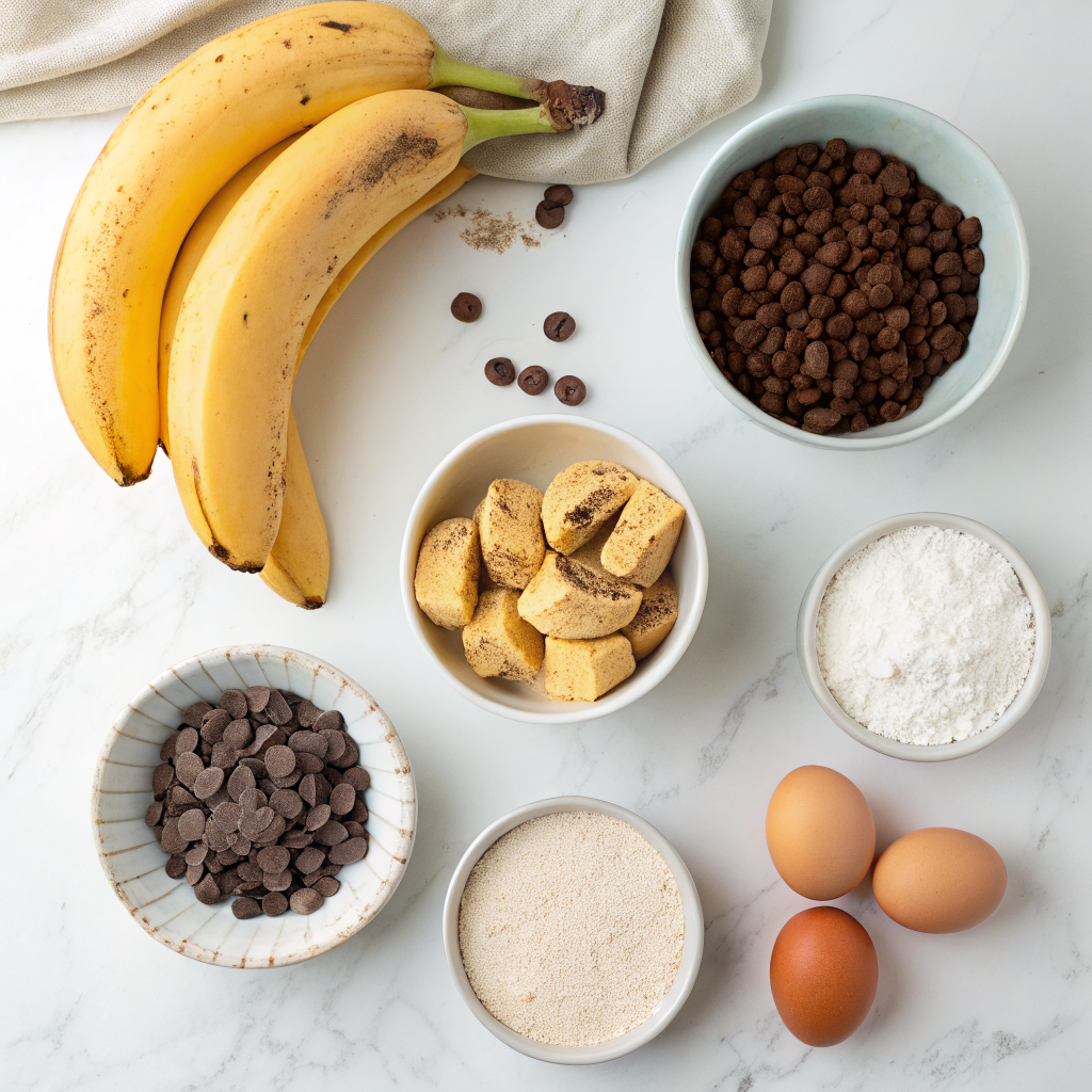 Chocolate banana bread ingredients