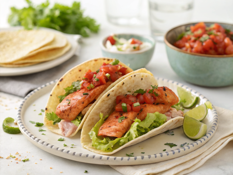 Spicy air fryer salmon tacos recipe