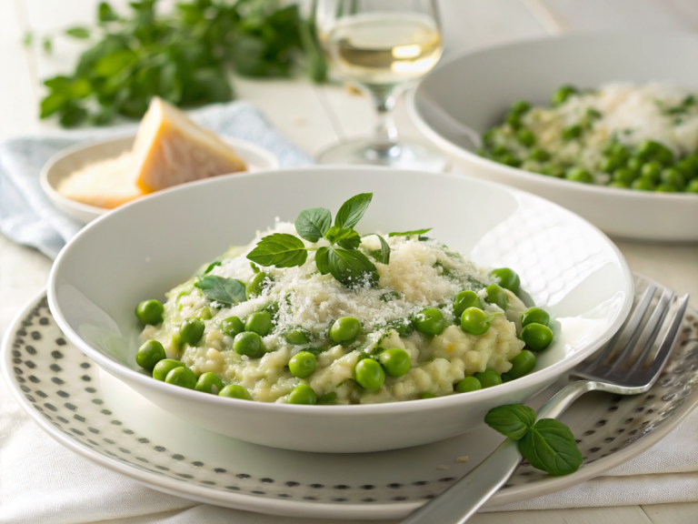 Spring pea risotto with parmesan recipe