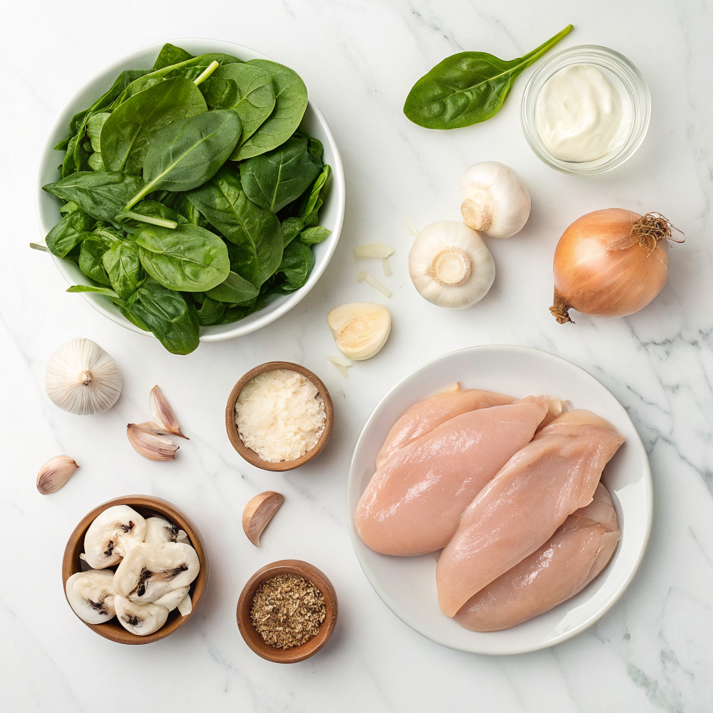 Creamy Spinach Mushroom Chicken Recipe: 5 Easy Tips For The Best Results | Home Cook Legacy Creamy spinach mushroom chicken ingredients
