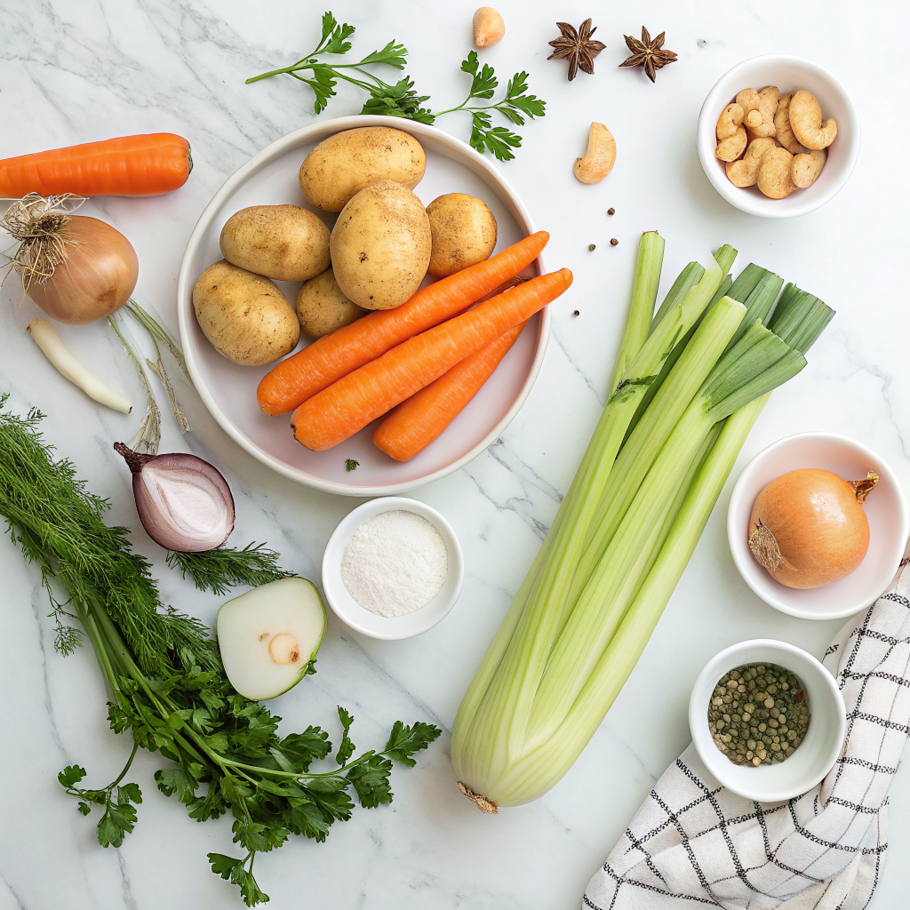 Zero waste vegetable scraps soup ingredients