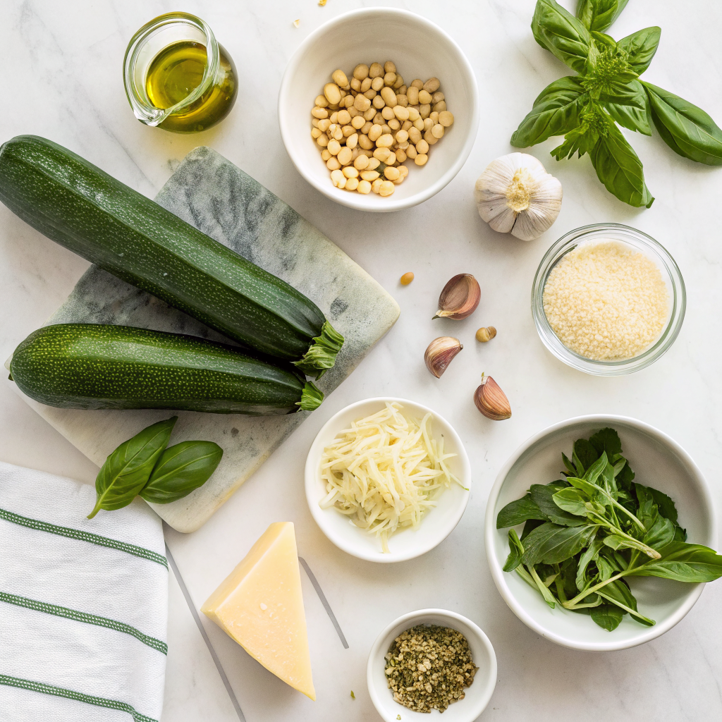 Zucchini noodles with pesto