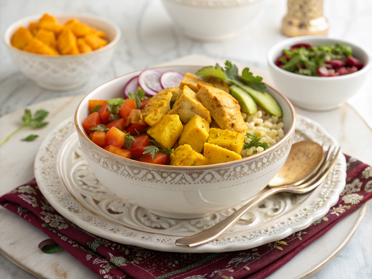 Anti inflammatory bowl with turmeric chicken everyone will ask you to make again