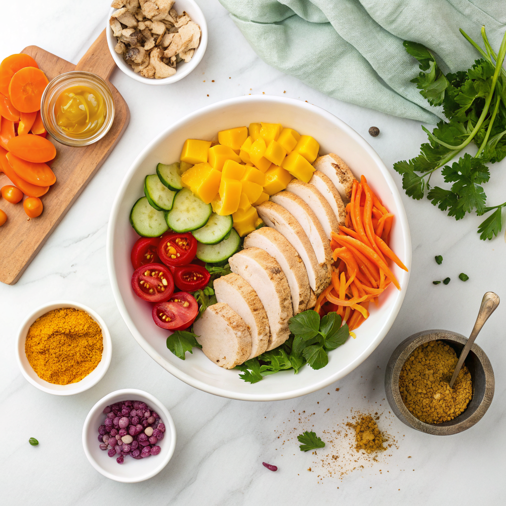 Anti inflammatory bowl with turmeric chicken ingredients