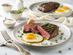 Carnivore diet meal steak with eggs recipe