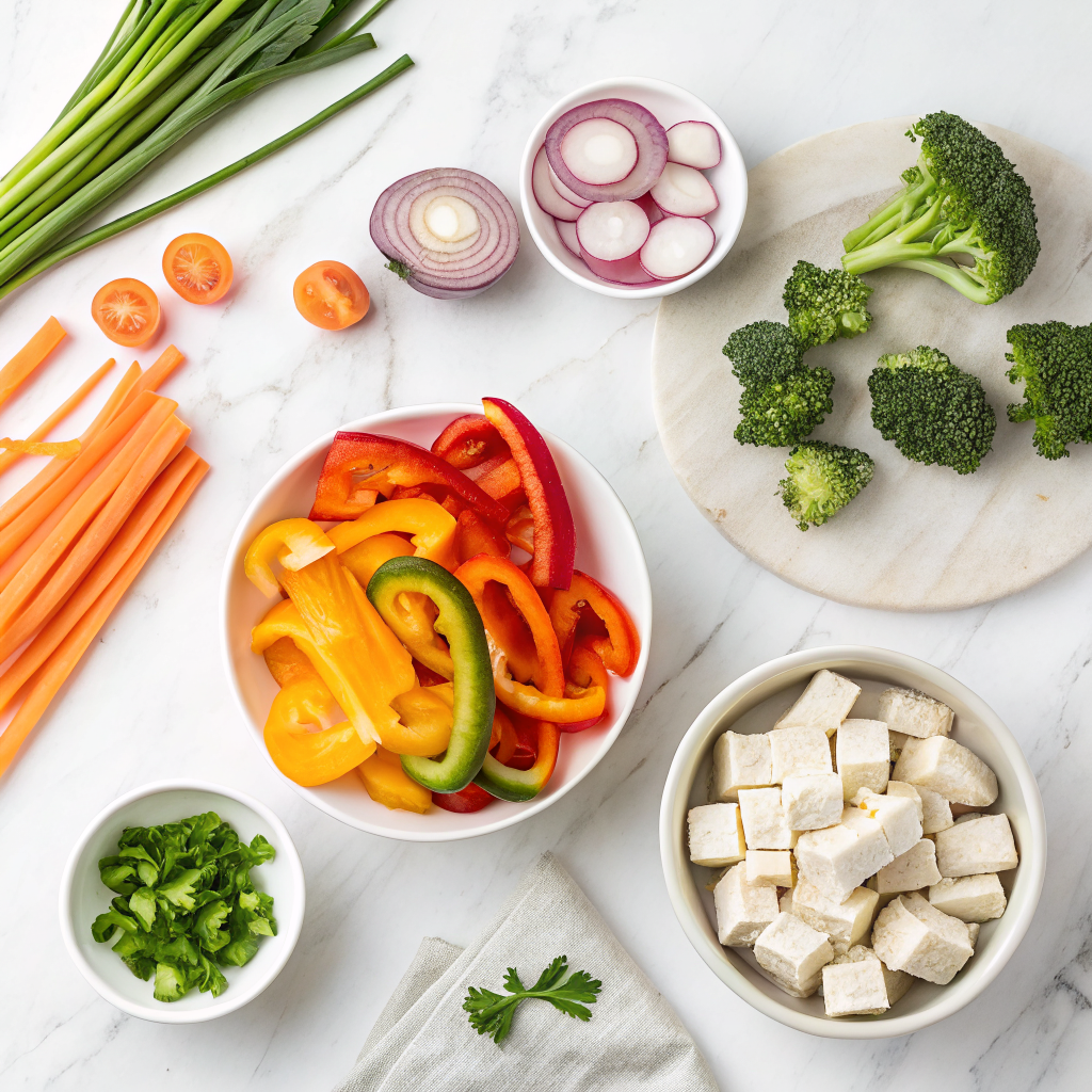 Budget dinner vegetable stir fry ingredients