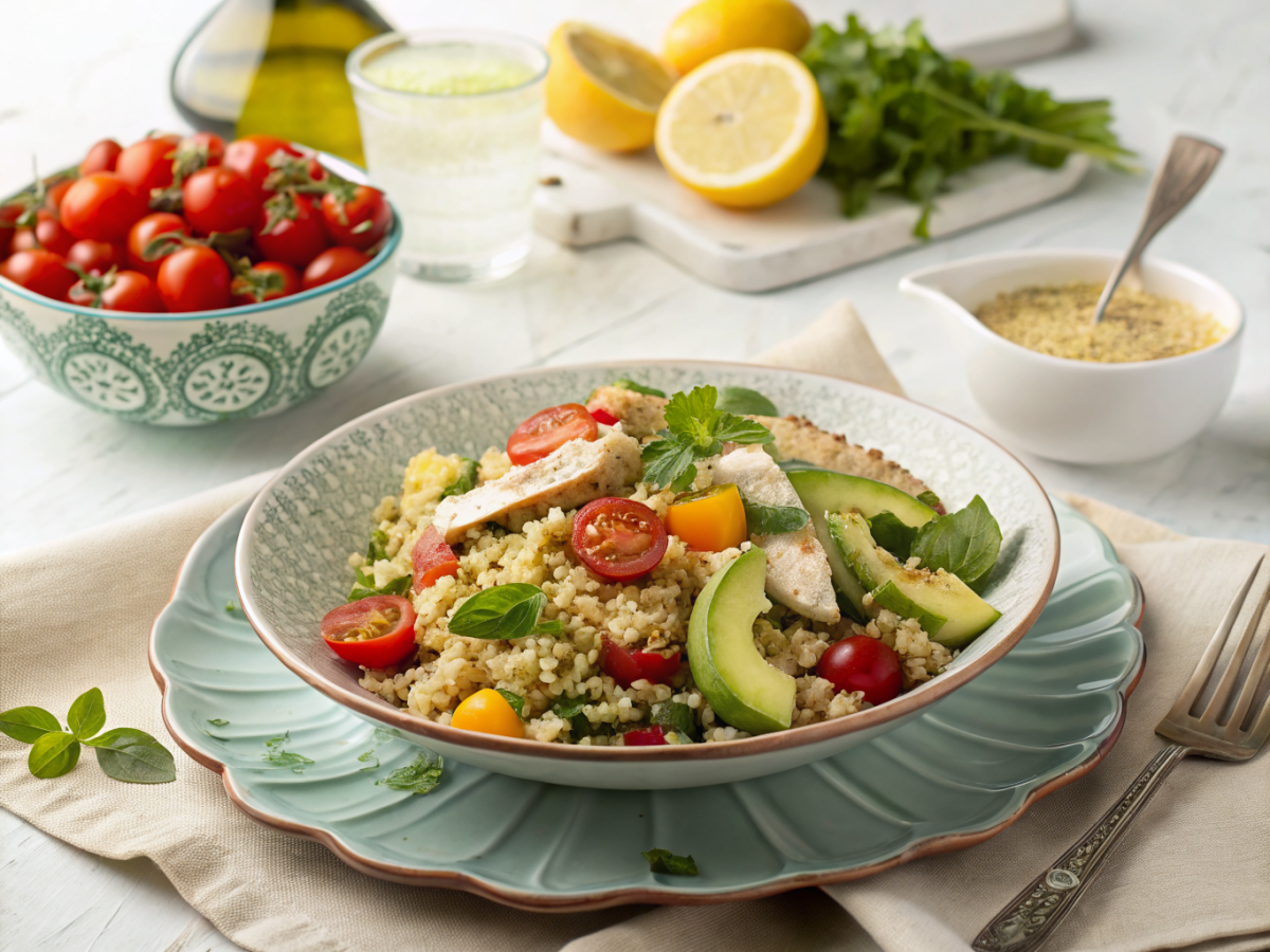 High protein meal prep quinoa salad for easy meal prep