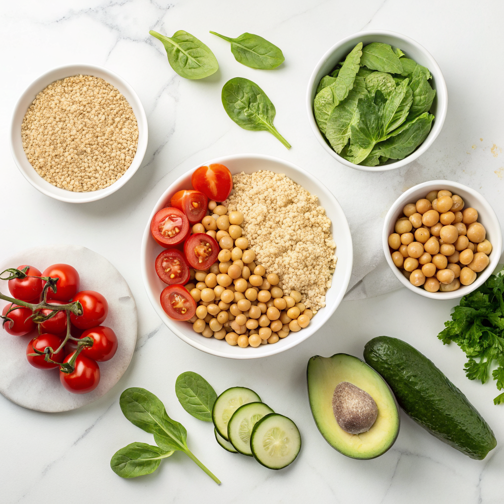 High protein quinoa salad vegetarian ingredients