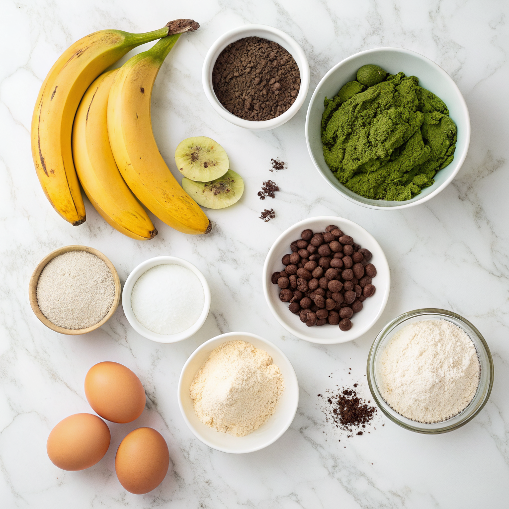 Matcha banana bread with chocolate chips ingredients