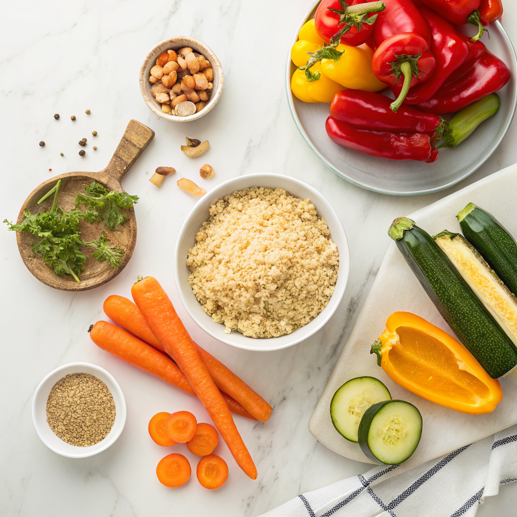Quinoa with roasted vegetables ingredients