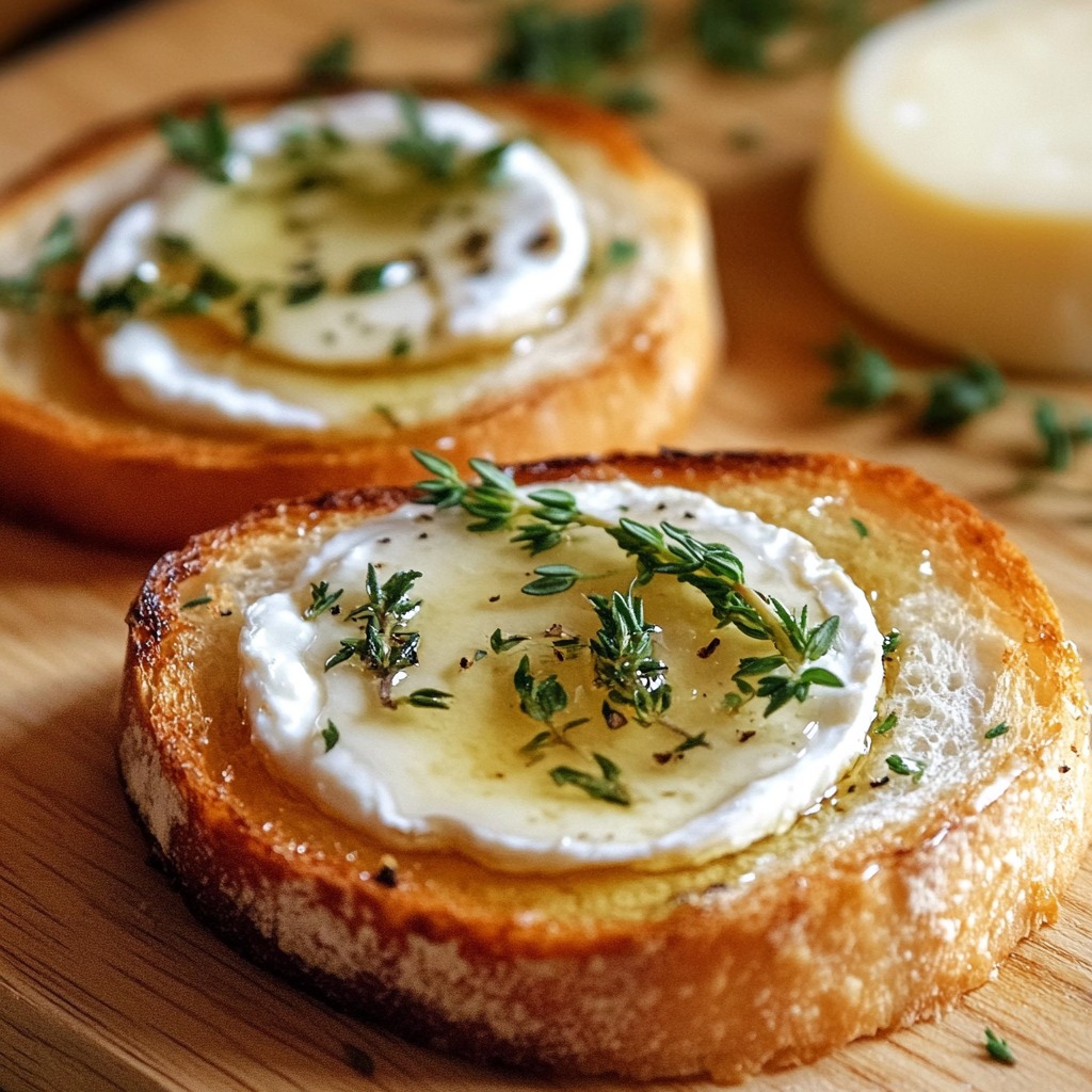 Honey &Amp; Thyme Goat Cheese Toasts (3-Ingredient Appetizer) | Home Cook Legacy Honey & thyme goat cheese toasts (3-ingredient appetizer) recipe photo