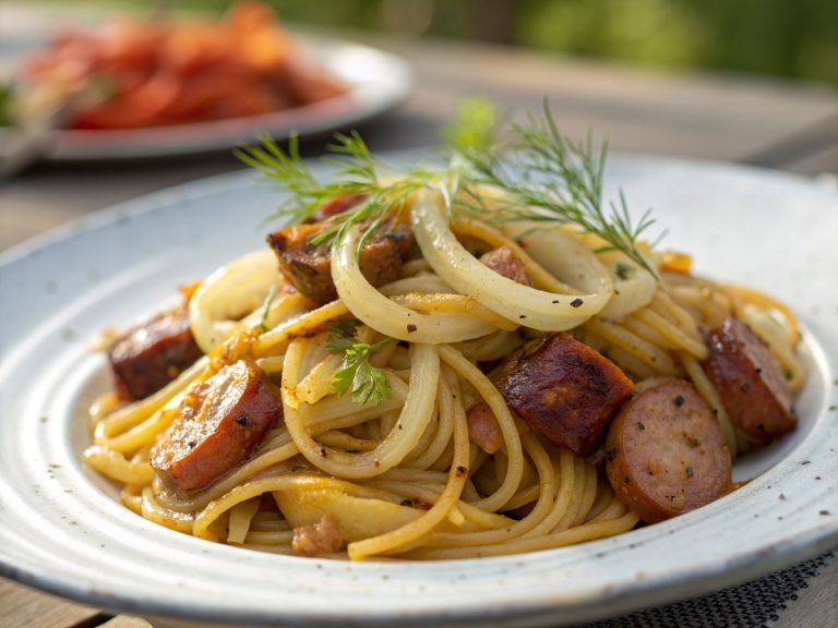 Caramelized fennel and sausage pasta
