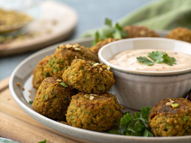 Crispy air fryer falafel with tahini sauce