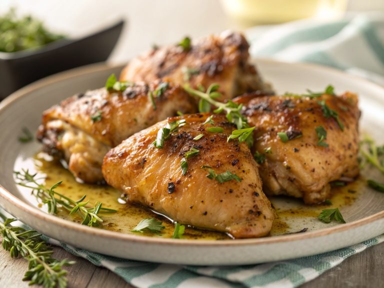 Garlic herb baked chicken thighs