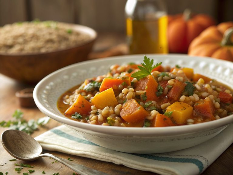 Hearty autumn vegetable and barley stew
