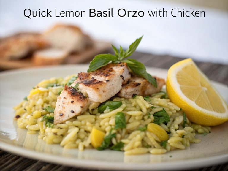 Quick lemon basil orzo with chicken