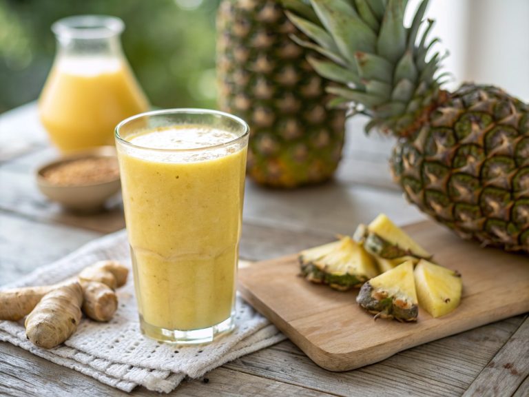 Refreshing pineapple ginger detox smoothie