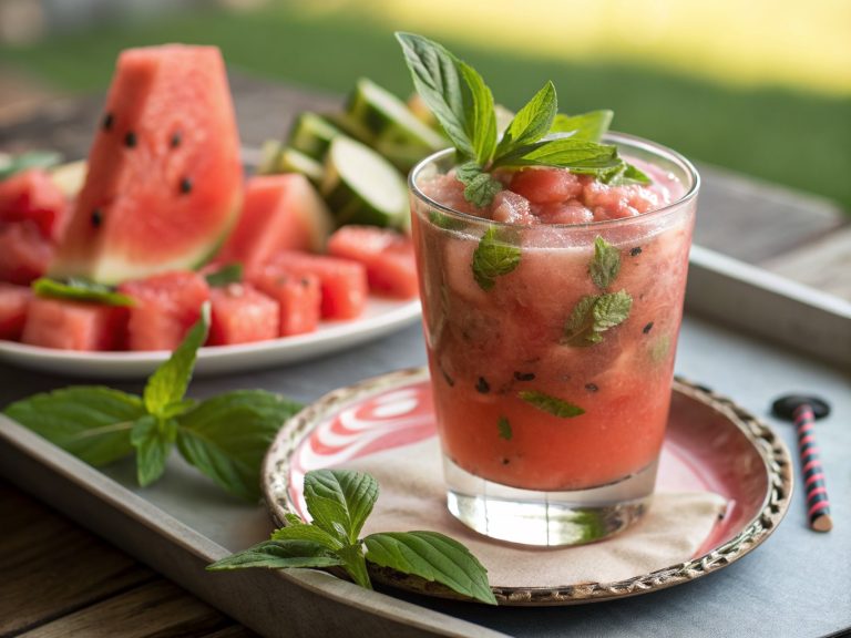Refreshing watermelon basil detox cooler