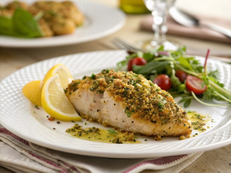 Savory herb-crusted lemon chicken