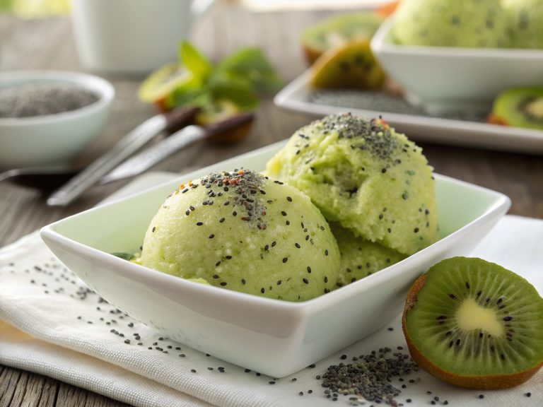 Tangy kiwi chia sorbet