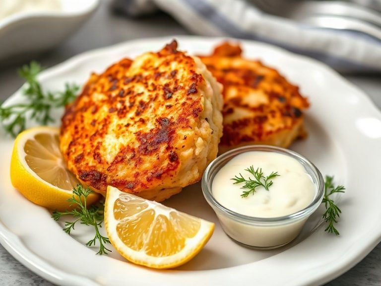 Crispy air fryer salmon cakes with lemon dill aioli