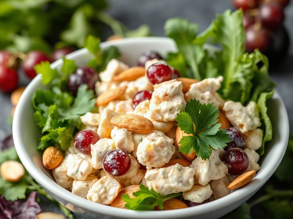 Greek yogurt chicken salad with almonds recipe photo