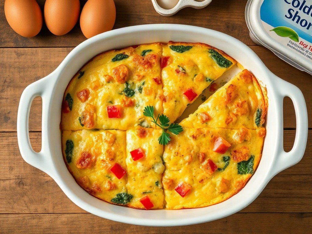 High-protein cottage cheese egg bake recipe photo
