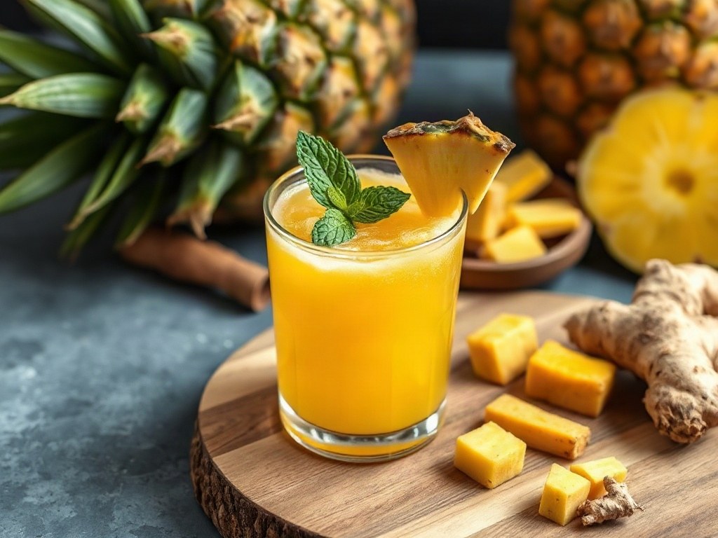 Pineapple ginger turmeric wellness shot recipe photo