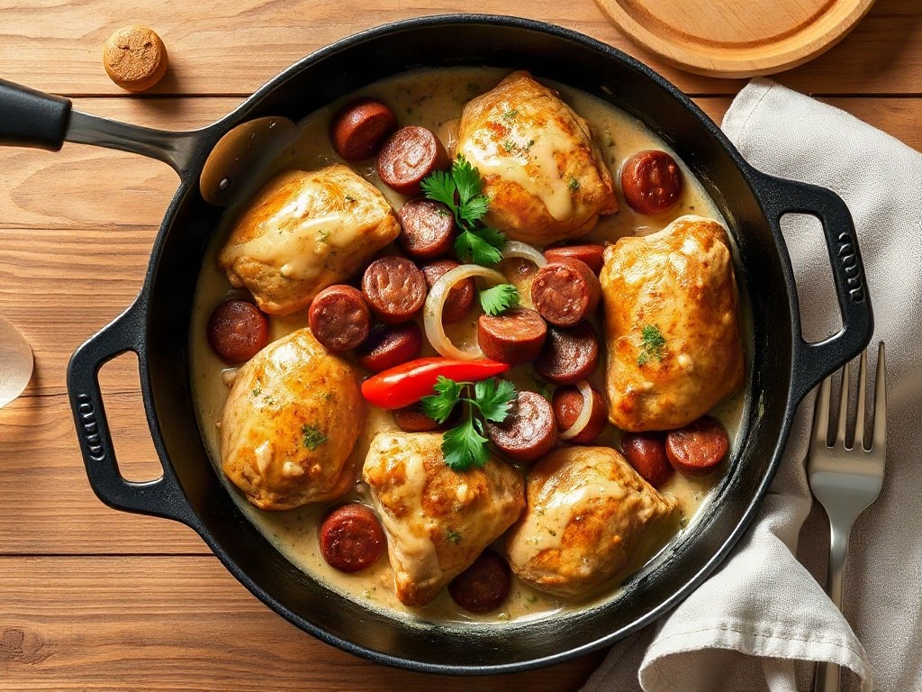 Creamy cajun chicken & sausage skillet recipe photo