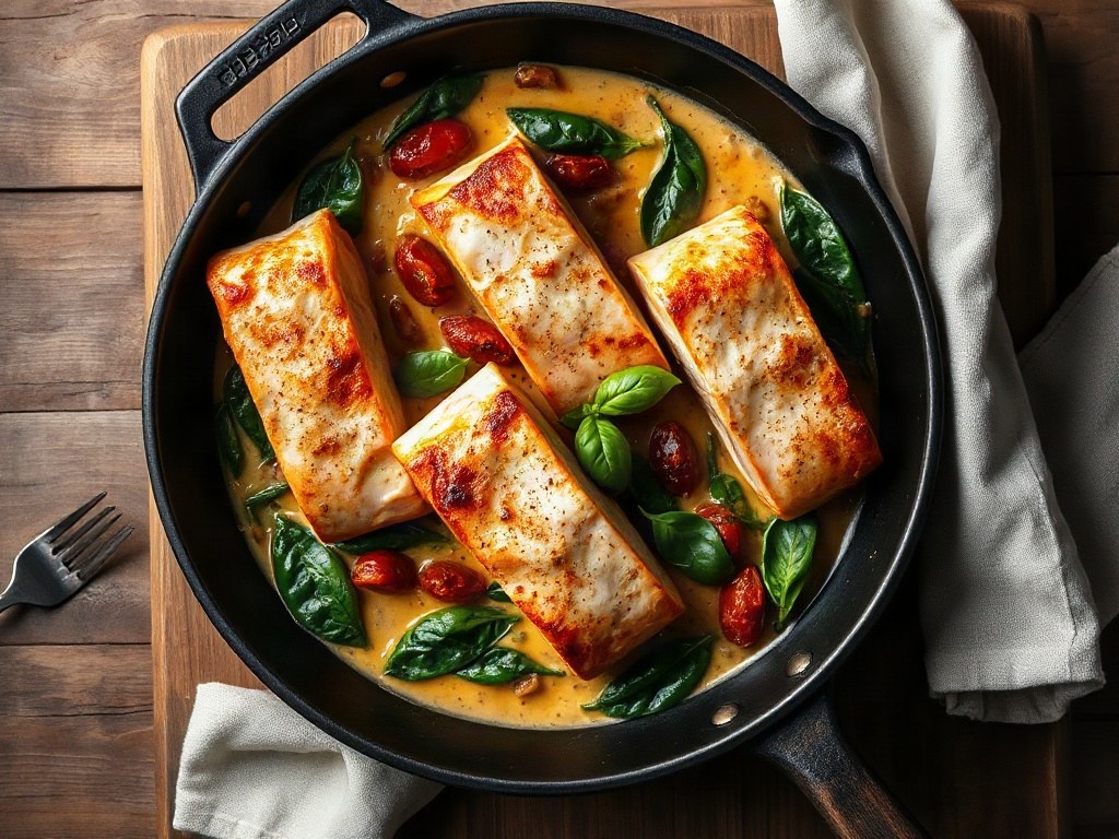 Creamy Tuscan Salmon with Sun-Dried Tomatoes