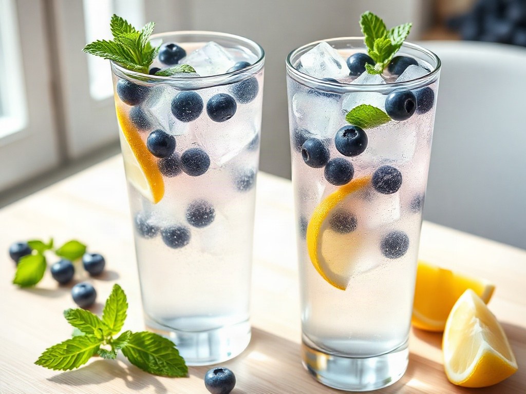Fizzy Blueberry Lemon Detox Cooler