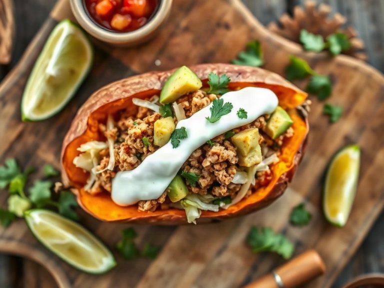 High-protein turkey taco stuffed sweet potatoes