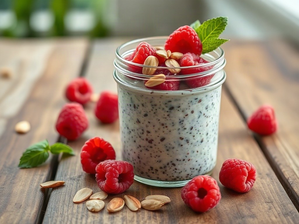 Raspberry almond chia pudding recipe photo