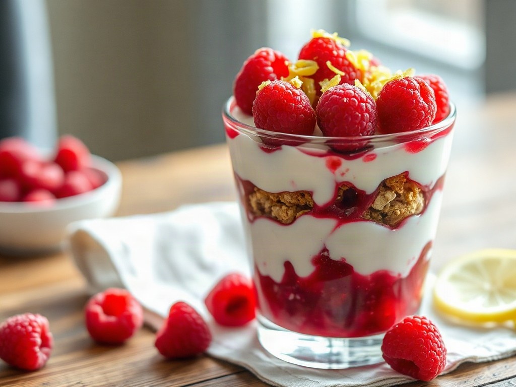 Raspberry Lemon Greek Yogurt Parfait