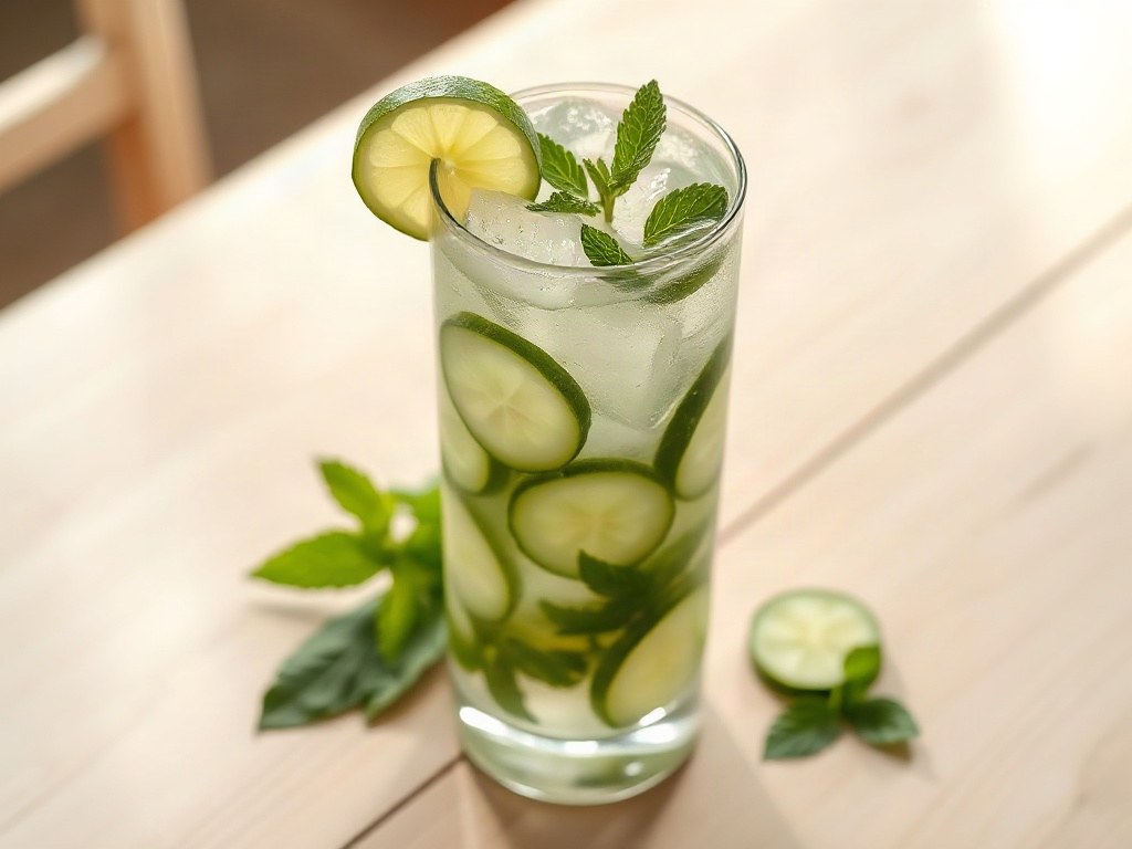 Sparkling cucumber mint detox refresher recipe photo